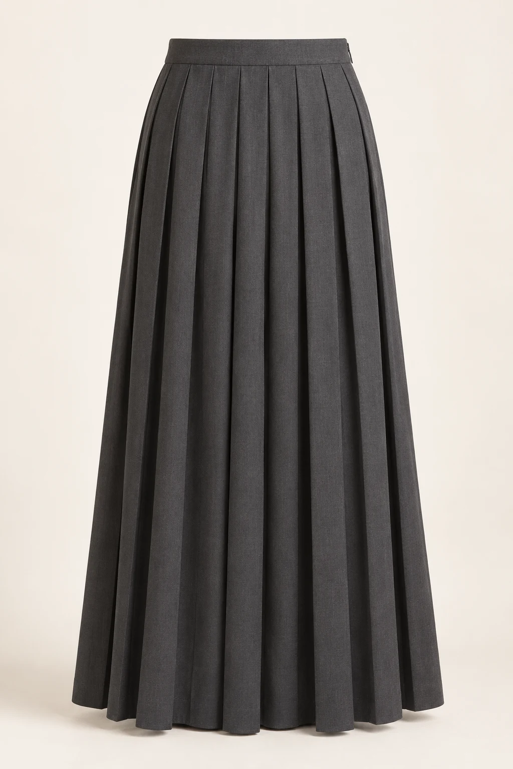 Charcoal Archive Knife-Pleat Maxi Skirt, regular knife pleats