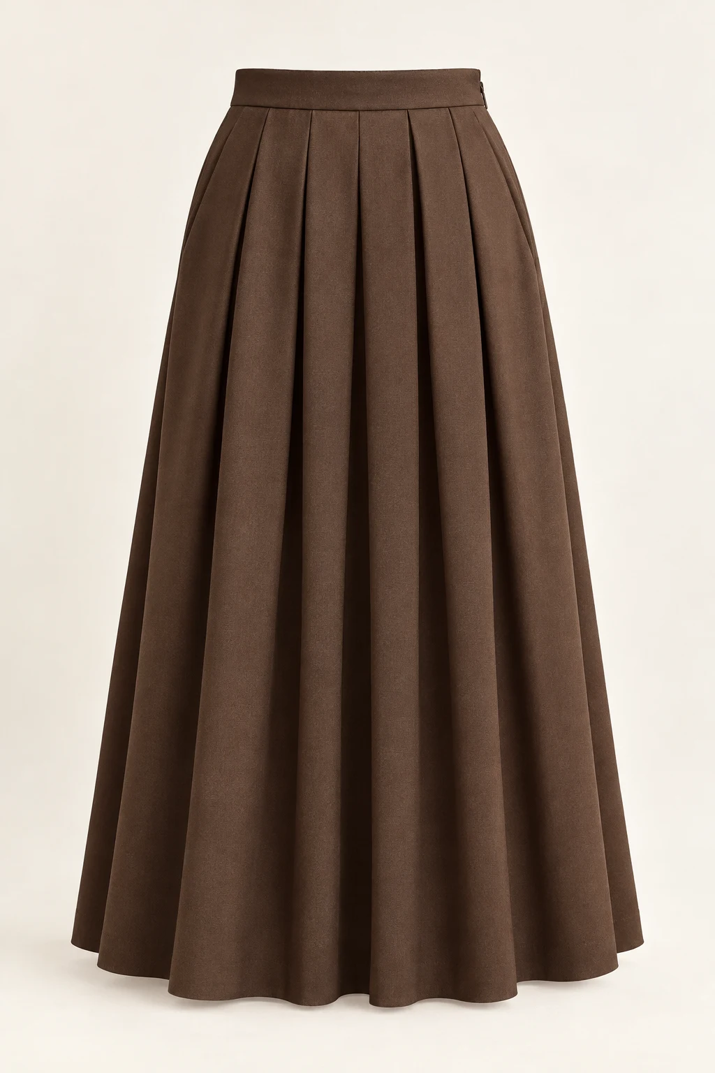 Coffee Brown Atelier Box-Pleat Maxi Skirt, regular box pleats