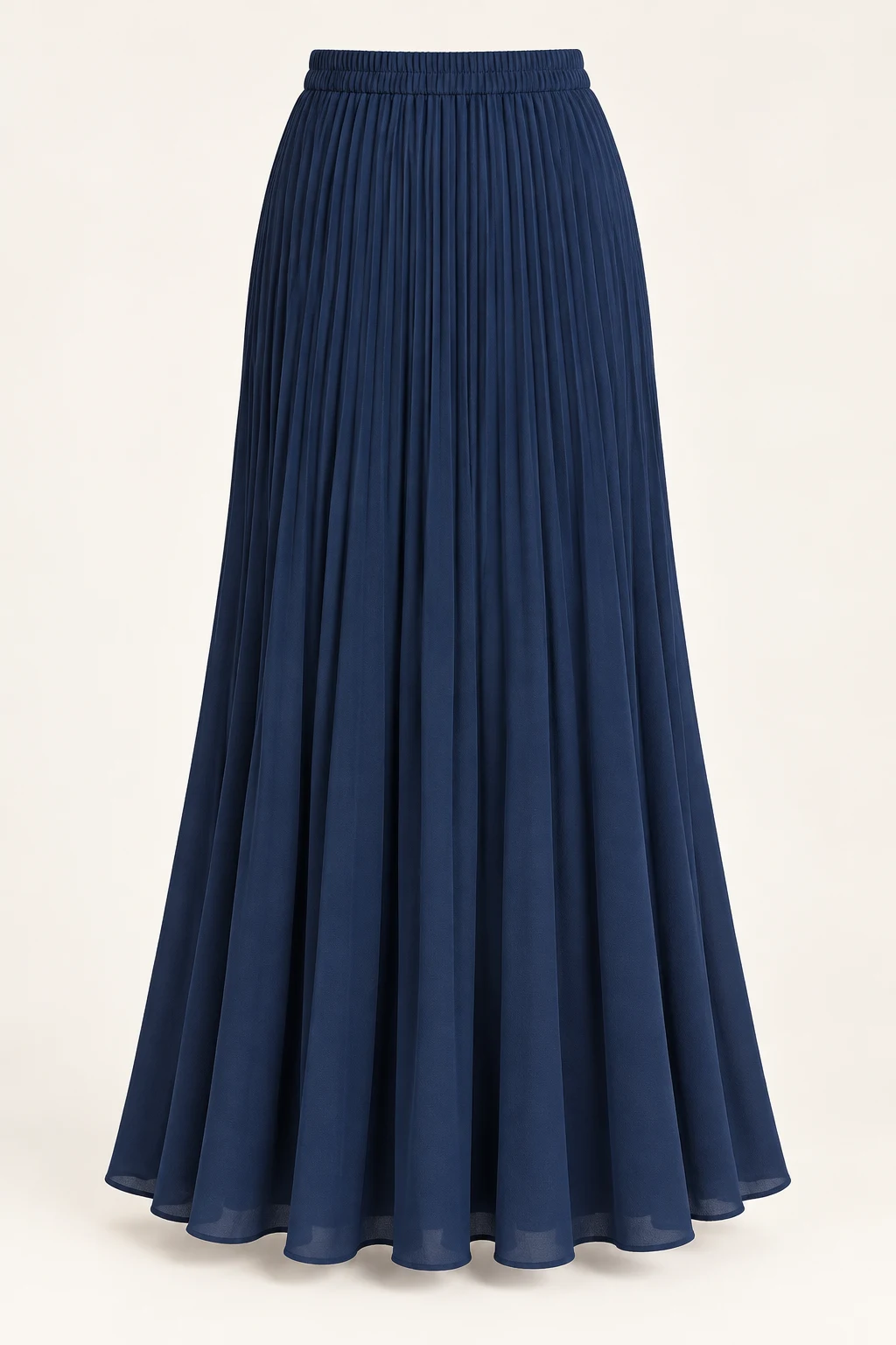 Deep Blue Verse Pleated Maxi Skirt, accordion pleats gradually widening toward hem